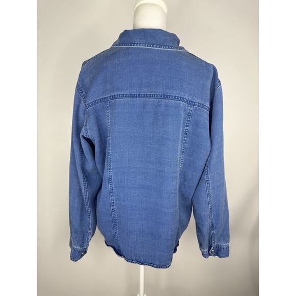 Chico's Design Womens Snap Up Long Sleeve Blue Denim Jeans Jacket Size 2 - Picture 6 of 9